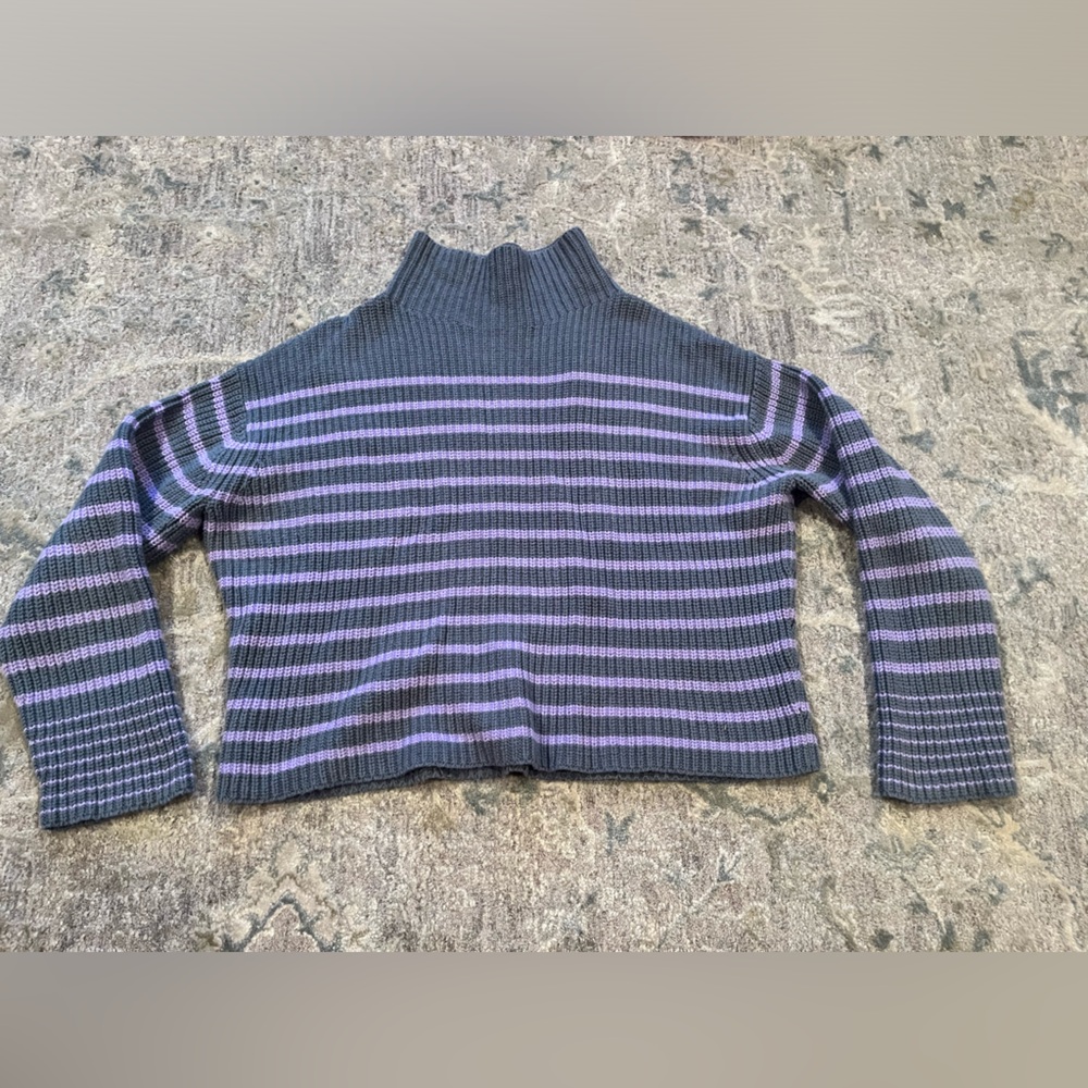 Ann Taylor blue and purple stripe knit turtleneck